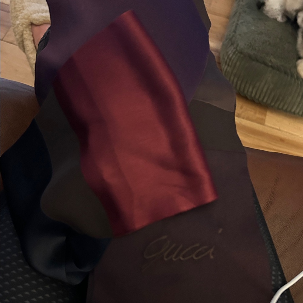 Gucci Burgundy and Black Silk Scarf